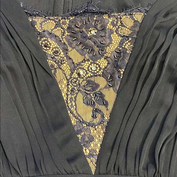 Adrianna Papell Navy Blue Lace Detail Tiered Dress Sleeveless Formal Size 14 - Picture 4 of 11